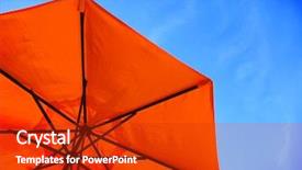  Presentation with blue and red - Presentation theme with red umbrella and blue sky background and a crimson colored foreground