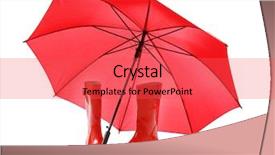  Presentation with red carpet retro style - Audience pleasing presentation design consisting of red umbrella and rubber boots backdrop and a  colored foreground