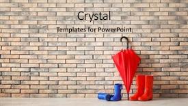  Presentation with red brick wall - Colorful presentation design enhanced with red umbrella and rubber boots backdrop and a mint green colored foreground