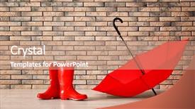  Presentation with ruby red - Audience pleasing slide set consisting of red umbrella and rubber boots backdrop and a  colored foreground