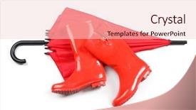  Presentation with red carpet retro style - Presentation theme featuring red umbrella and rubber boots background and a lemonade colored foreground