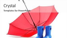  Presentation with ruby red - Colorful presentation enhanced with red umbrella and rubber boots backdrop and a white colored foreground