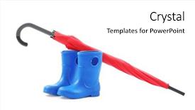  Presentation with ruby red - Presentation featuring red umbrella and rubber boots background and a white colored foreground