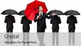  Presentation with checks - Beautiful presentation theme featuring red umbrella checks the rain backdrop and a light gray colored foreground