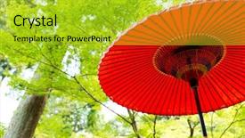  Presentation with dark green and red - PPT theme consisting of red umbrella with green tree background and a  colored foreground
