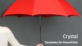  Presentation with umbrella - Amazing slides having red umbrella backdrop and a gray colored foreground