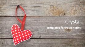  Presentation with wooden toy - Amazing slide deck having red valentine's day heart toy on wooden background with copy space backdrop and a gray colored foreground