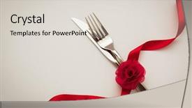  Presentation with animated rose - Presentation design having red valentines - fork and knife with decorative background and a lemonade colored foreground
