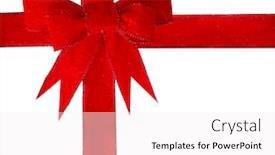  Presentation with red bow - Cool new PPT theme with red-velvet-bow-on-gift backdrop and a white colored foreground