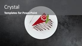 Presentation with biscuit - PPT theme consisting of red-velvet-cake-on-white background and a dark gray colored foreground