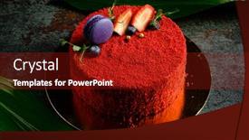  Presentation with cake durian - Beautiful theme featuring red-velvet-cake-with-strawberries backdrop and a tawny brown colored foreground