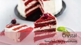  Presentation with cake - Audience pleasing PPT theme consisting of moist - red velvet cake backdrop and a coral colored foreground
