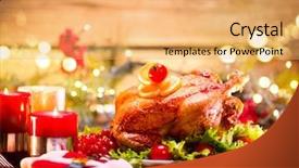  Presentation with winter video - Cool new PPT theme with red video - christmas dinner roasted chicken winter backdrop and a yellow colored foreground