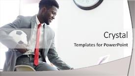  Presentation with broadcast - Beautiful slide set featuring red video - fan of soccer with ball backdrop and a white colored foreground