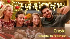  Presentation with selfie - Slide set having red video - selfie with smiling family background and a tawny brown colored foreground