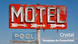  Presentation with blue neon - Presentation theme featuring red vintage neon motel sign background and a teal colored foreground