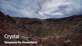  Presentation with volcanic rock - PPT theme consisting of red volcanic rock of old crater and dark smoke from etna mount in dramatic sky sicily background and a tawny brown colored foreground