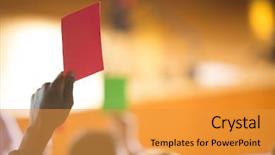  Presentation with show - Theme featuring red voting - business executives show their disapproval background and a gold colored foreground