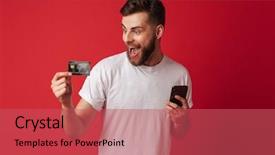  Presentation with mobile phone on car - Audience pleasing slides consisting of red wall background holding mobile backdrop and a red colored foreground