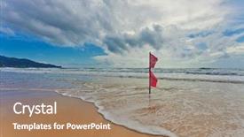  Presentation with phuket flag - PPT theme featuring red warning flag at beach background and a coral colored foreground