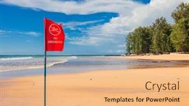  Presentation with phuket flag - Amazing PPT layouts having red-warning-flag-at-beach backdrop and a coral colored foreground