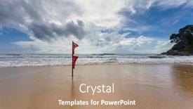  Presentation with phuket flag - Slide deck featuring red-warning-flag-at-beach background and a coral colored foreground