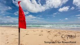  Presentation with phuket flag - Colorful theme enhanced with red-warning-flag-at-beach backdrop and a coral colored foreground