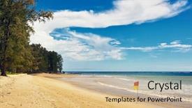  Presentation with phuket flag - Slide set with red warning flag at beach background and a coral colored foreground