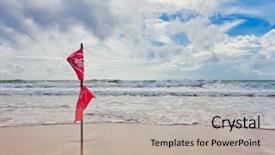  Presentation with phuket flag - PPT theme having red warning flag at beach background and a light gray colored foreground