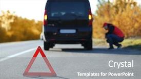  Presentation with asphalt road - Theme consisting of red warning triangle on asphalt background and a gray colored foreground