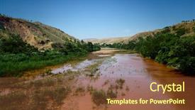  Presentation with water river - Slide deck having red water of the river background and a  colored foreground