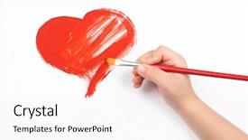  Presentation with watercolor red - Slide set consisting of red watercolor heart and child background and a white colored foreground