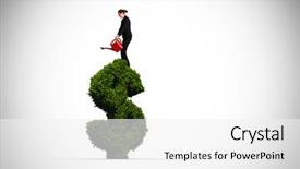  Presentation with dollar sign - PPT theme with red watering can against dollar background and a white colored foreground