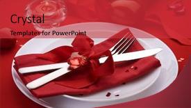  Presentation with dinner - Audience pleasing theme consisting of red wedding - romantic dinner place setting backdrop and a red colored foreground