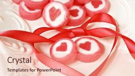  Presentation with satin - Colorful slide deck enhanced with red wedding - sweetheart candy with matching satin backdrop and a lemonade colored foreground