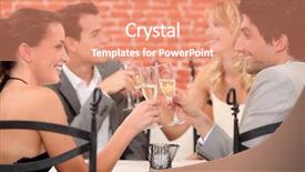  Presentation with restaurant toasting - Theme enhanced with red wedding - two well dressed couples toasting background and a coral colored foreground