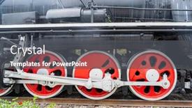  Presentation with steam train - Audience pleasing presentation theme consisting of red-wheels-of-a-steam backdrop and a dark gray colored foreground