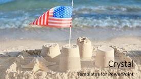  Presentation with white sand - Cool new presentation with red white - sand castle with american flag backdrop and a coral colored foreground