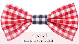  Presentation with red bow - PPT layouts having red white and blue plaid bow tie background and a coral colored foreground