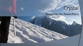  Presentation with mont blanc - Presentation theme enhanced with red white blue mountain climber - male mountaineer walking uphill background and a  colored foreground