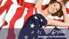  Presentation with flag - Presentation design having red white blue patriotic - flag woman background and a tawny brown colored foreground