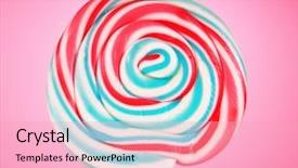 Presentation with lollipop - Amazing PPT theme having red white blue swirls - colorful lollipop against the background backdrop and a lemonade colored foreground