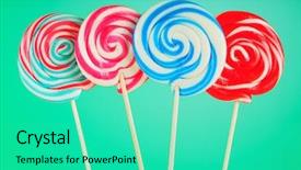  Presentation with serial killer colorful 3d - Beautiful presentation featuring red white blue swirls - colorful lollipop against the background backdrop and a  colored foreground