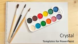  Presentation with paint brush - PPT theme featuring paint brush and album element background and a lemonade colored foreground