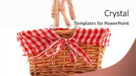  Presentation with cane - Cool new presentation theme with red white checkers - cheerful cane basket for picnic backdrop and a sky blue colored foreground