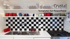  Presentation with apartments - Theme having red white checkers - tower luxury residential apartments detail background and a light gray colored foreground