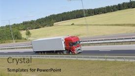  Presentation with highway - Presentation design consisting of red-white-lorry-truck background and a coral colored foreground