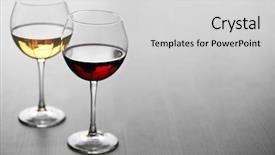  Presentation with wine - Amazing PPT theme having red white party - glasses of wine on wooden backdrop and a light gray colored foreground