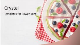  Presentation with yogurt - Slide set featuring red white party - watermelon pizza slices with yogurt background and a white colored foreground