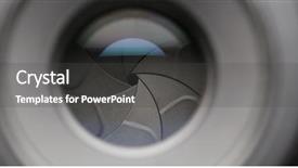  Presentation with lens - PPT theme featuring red white video - adjusting aperture on camera lens background and a dark gray colored foreground